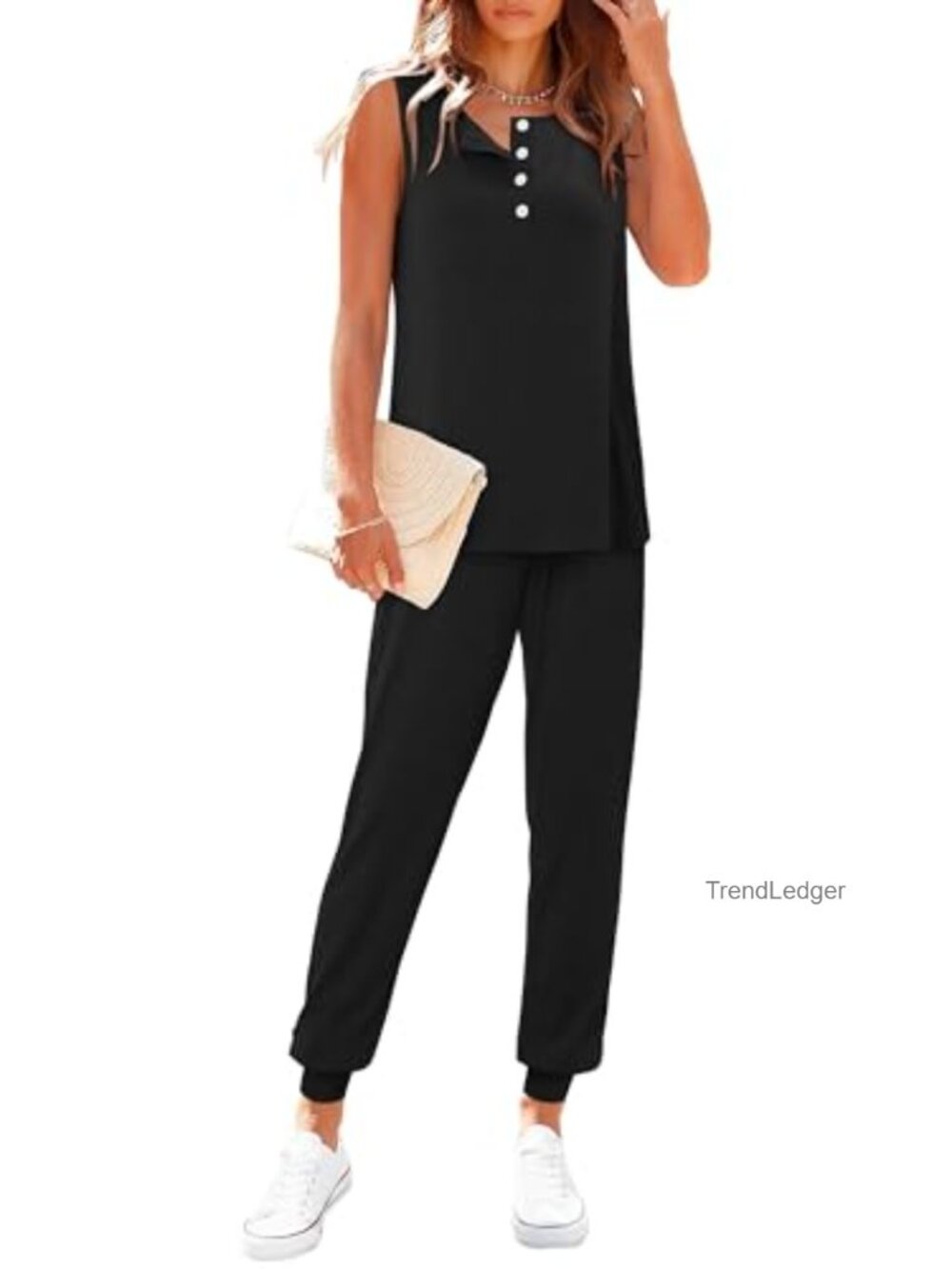 Sleeveless Tank & Jogger Pant Set - S-XXL Loungewear - Picture 2 of 6